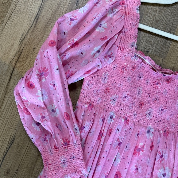 Love Shack Fancy Pink Floral Dress NWT Size L - Picture 2 of 9